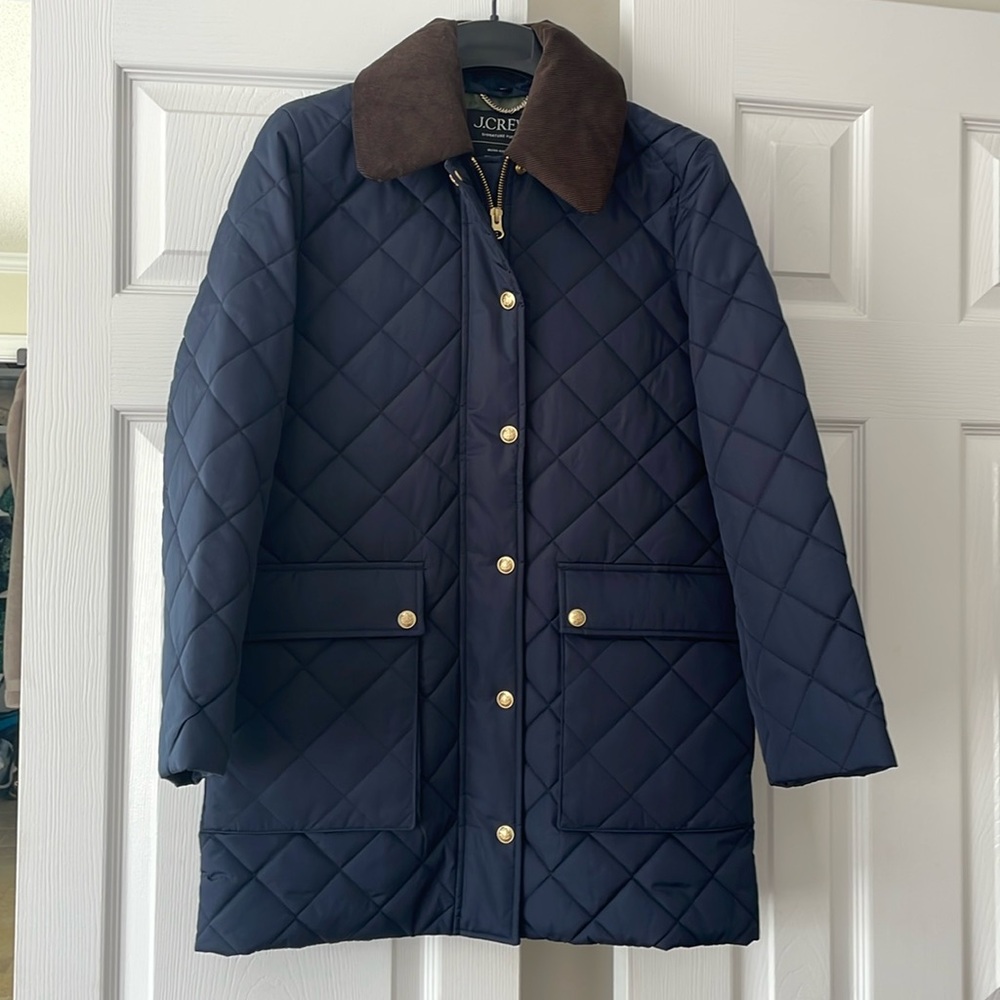 NWT J. Crew Heritage Quilted Barn Jacket with Primaloft in Navy, XXS